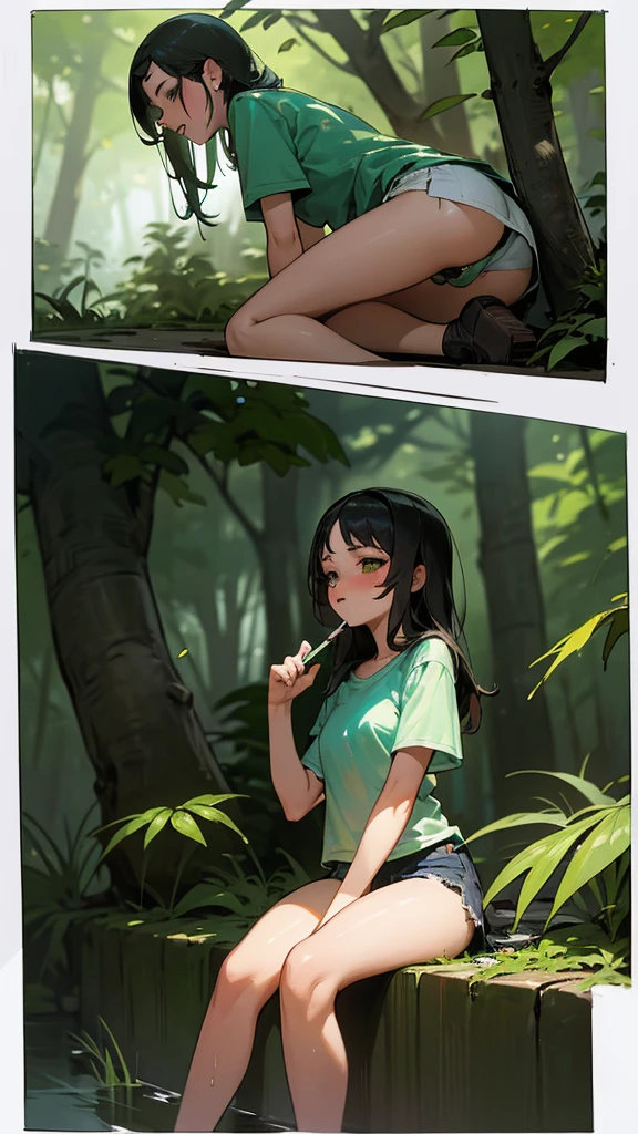 adolescentes 15ans, in the forest , smoking cannabis, wet their panties with desire , Sex