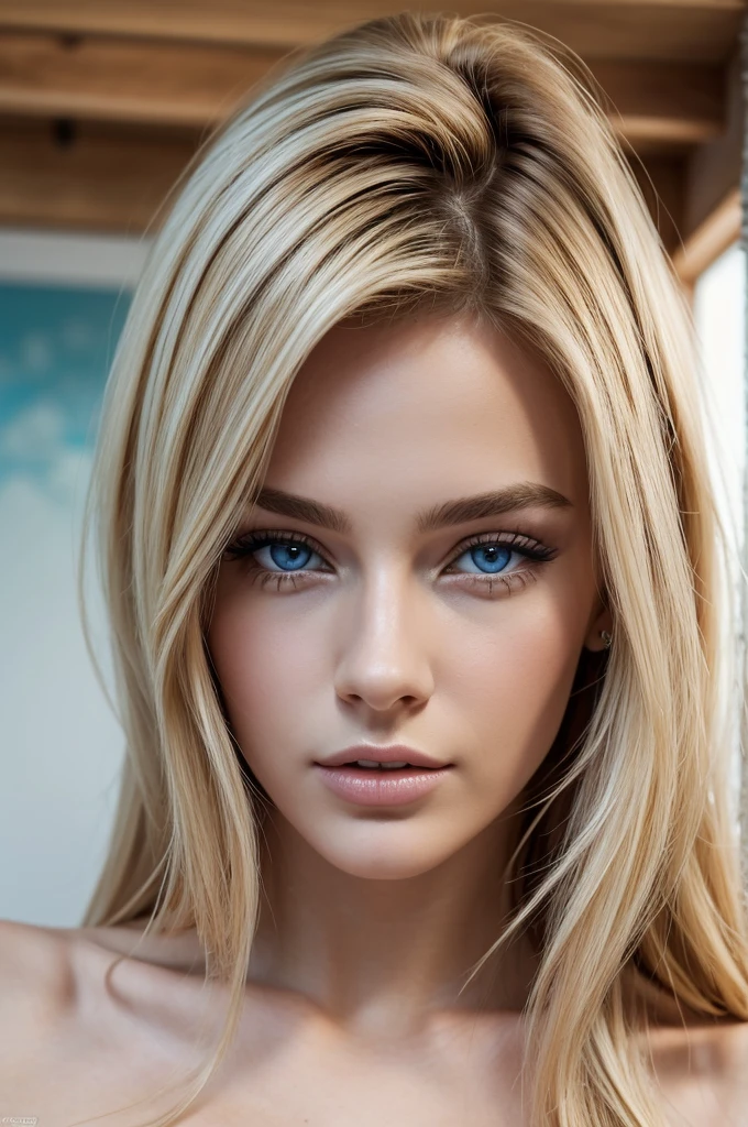 1 fille dans, 19 ans, seulement, cheveux longs, Colossal , regarder le spectateur, cheveux blond, , yeux bleu, bijoux, réaliste, Un sexy, ultra realistic avec ultra detailing, regard séduisant et sexy