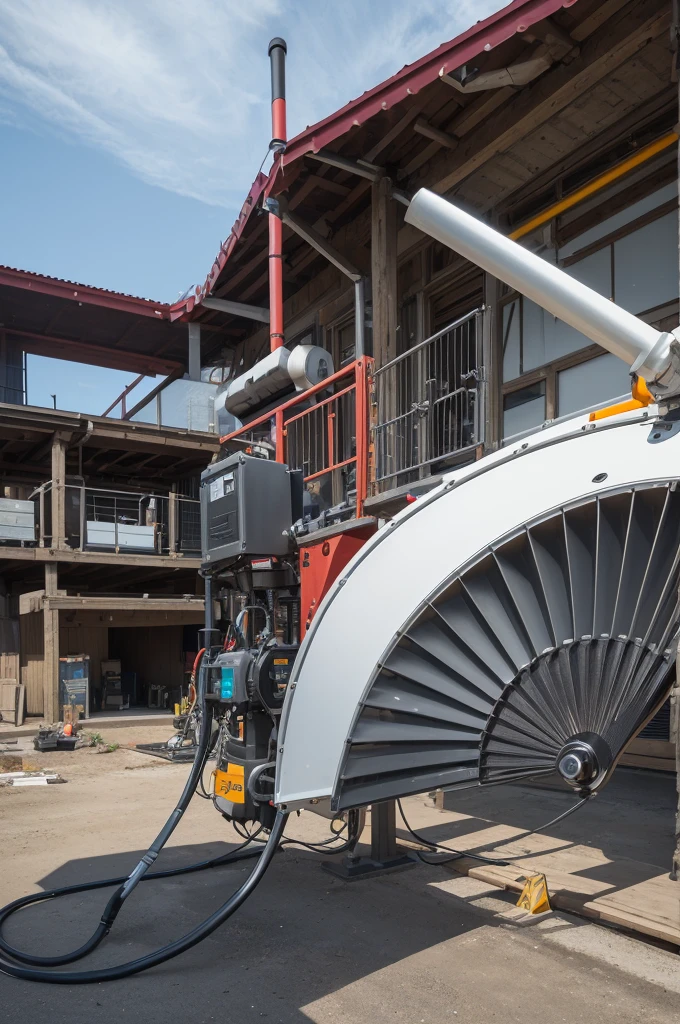 a mechanical device that combines the principles of a fan and a pumping system to spray paint or pigment evenly. The design features a system of propellers driven by cranks that generate the air flow necessary for spraying. Furthermore, the structure is designed to be portable and easy to use.
