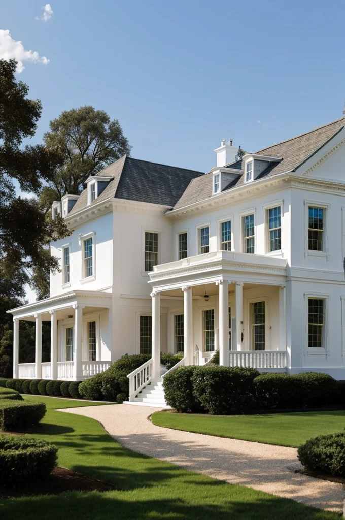 A traditional white house
