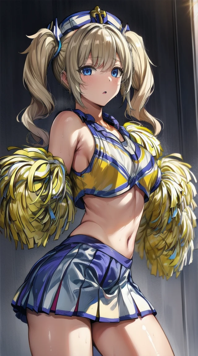 1girl,silver hair
BREAK (( 1girl,hat,latin cross,blonde hair, long hair,twintails,twin drills, blue eyes, :1))
BREAK ((cheerleader:1.7))
BREAK indoors,
BREAK looking at viewer, 
BREAK (masterpiece:1.2), best quality, high resolution, unity 8k wallpaper, (illustration:0.8), (beautiful detailed eyes:1.6), extremely detailed face, perfect lighting, extremely detailed CG, (perfect hands, perfect anatomy),