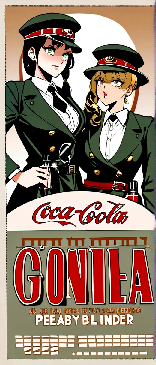 Peaky blinder (girls version), GROUP, 2 beautiful girls, (Cartel) (vintage) Advertising (Coca Cola) (Firearms) Masterpiece