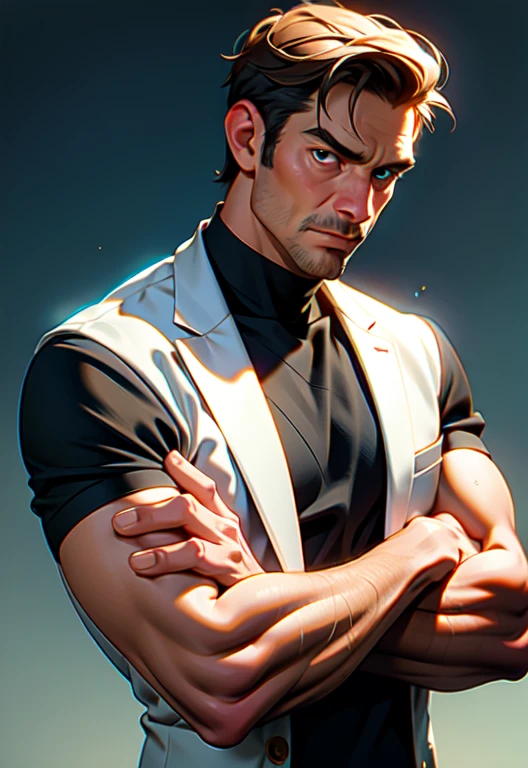 Realistic man with crossed arms