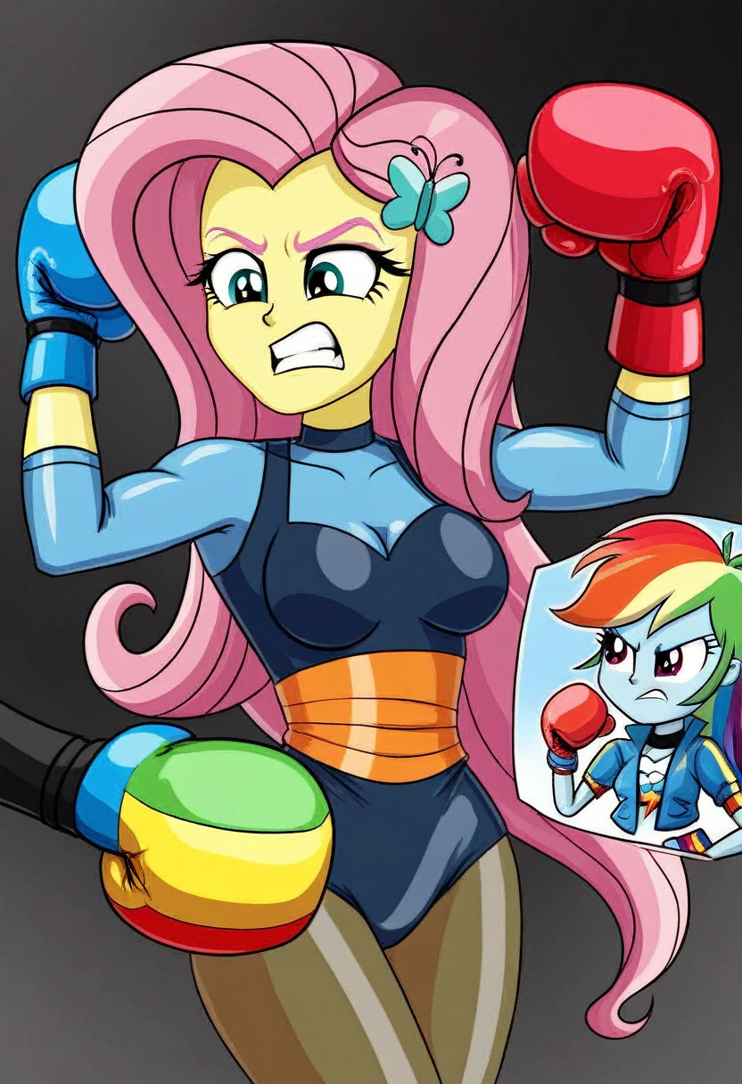 Eqg rainbow dash  bodystocking  boxing angry fluttershy 