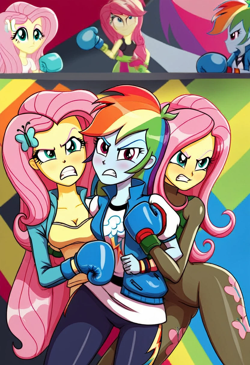 Eqg rainbow dash bodystocking boxing angry fluttershy