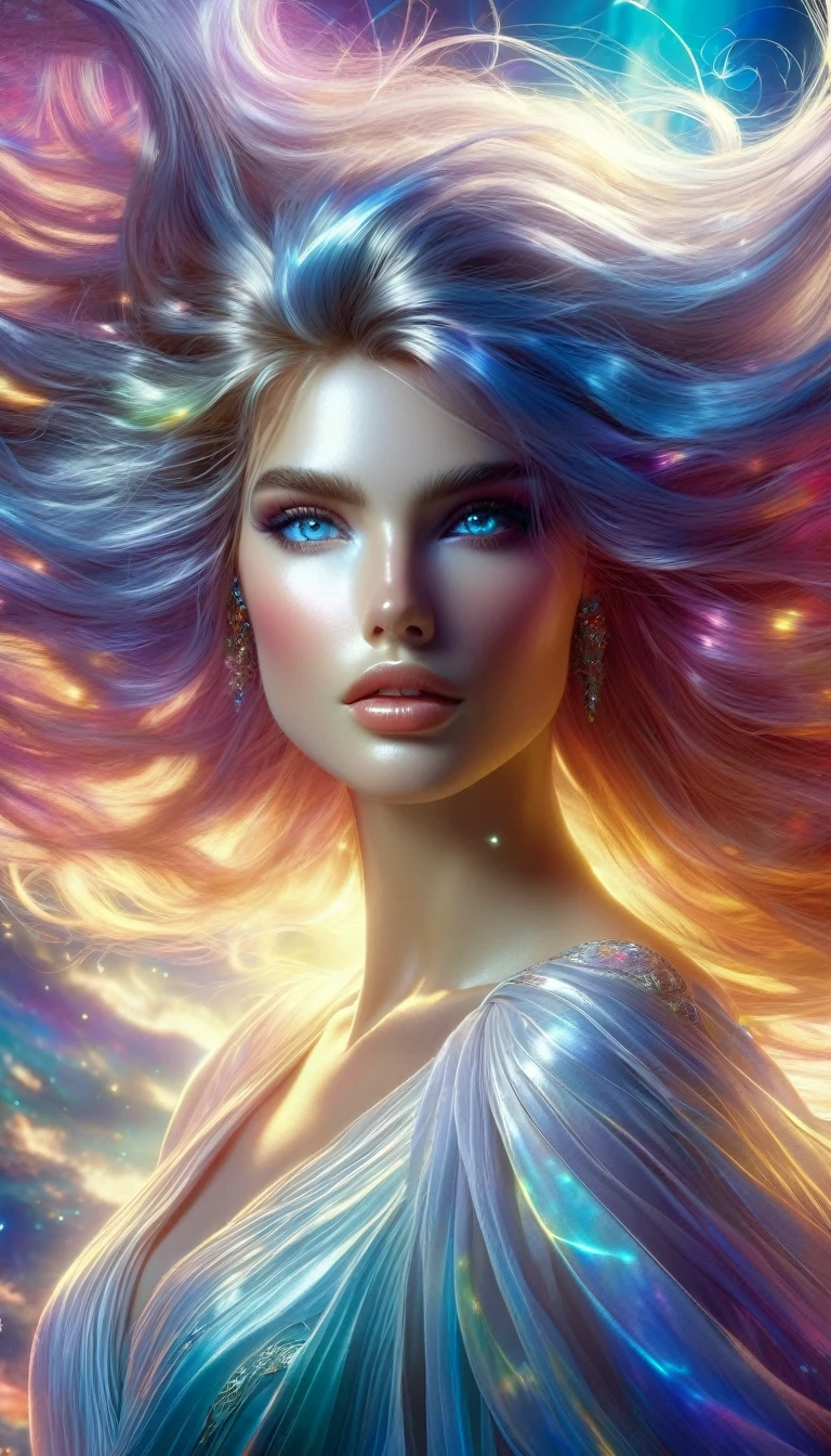 a beautiful goddess, ethereal beauty, flowing hair, piercing eyes, detailed face, elegant pose, dramatic lighting, soft glowing aura, surreal fantasy landscape, dramatic cloudy sky, vibrant colors, digital painting, intricate details, cinematic composition, masterpiece, (best quality, 4k, 8k, highres, masterpiece:1.2), ultra-detailed, (realistic, photorealistic, photo-realistic:1.37), HDR, UHD, studio lighting, ultra-fine painting, sharp focus, physically-based rendering, extreme detail description, professional, vivid colors, bokeh, surreal, digital art, fantasy, concept art
