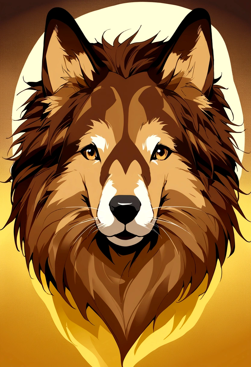 Create realistic images of caramel dogs,Its fur is very short,Looking straight ahead with naughty eyes. The background is abstract,Available in different shades of brown. Brown spots in the background blend smoothly with yellow shadows.
