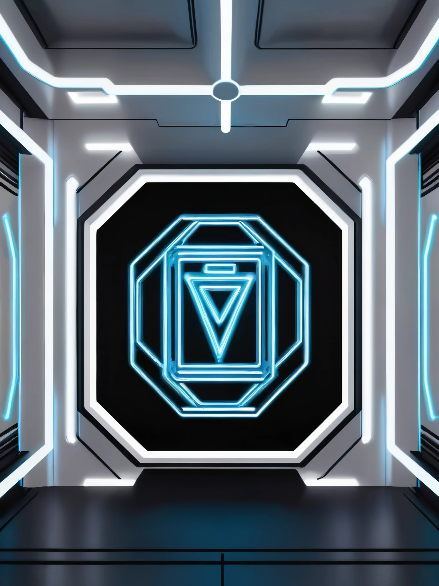 pared, Futuristic background image with hell theme, cables hell neon, symmetrical image, hell, White wall, negro, Blue, futuristic techno stage