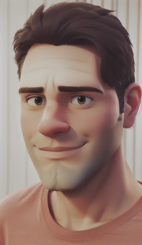 white man without beard and wearing t-shirt