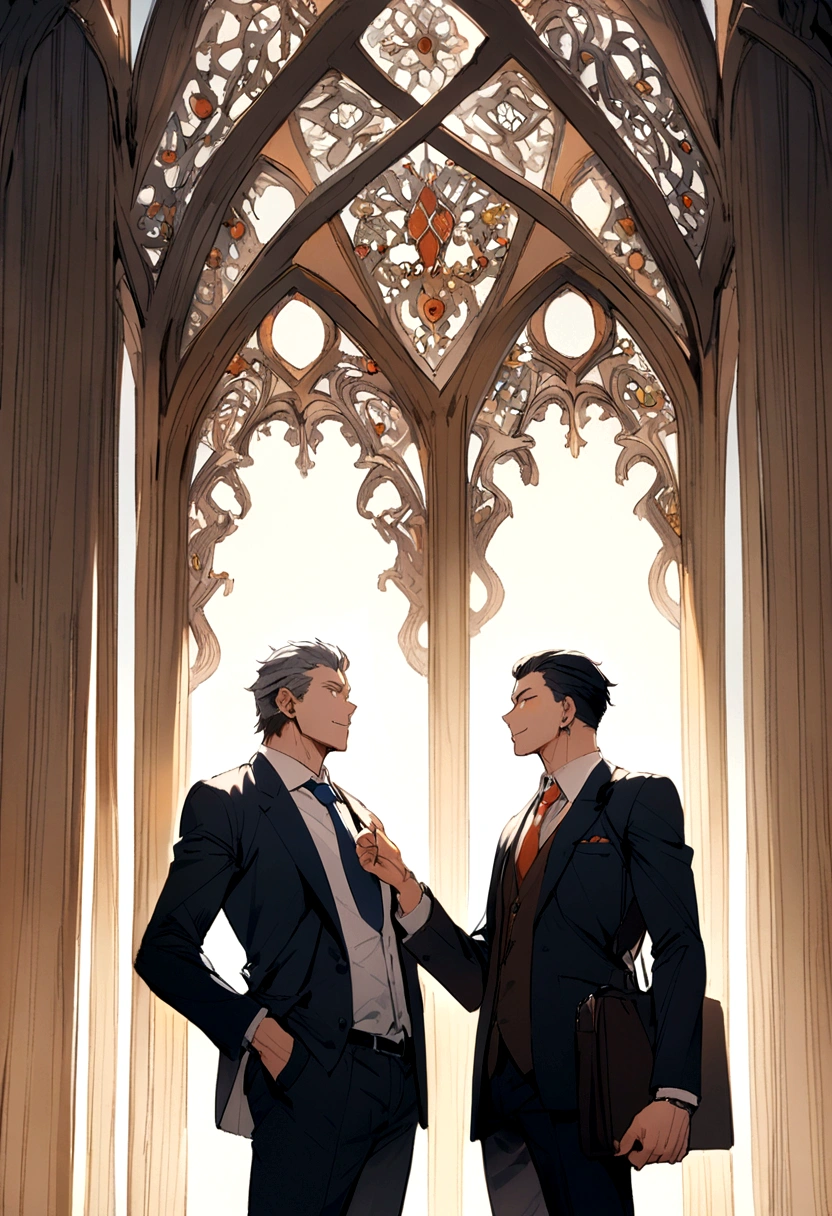 two business men talking