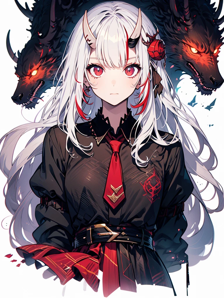 1boy, solo, super fine illustration, an extremely delicate and beautiful, best quality, demon horns, demon wings, youthful, dark and menacing, noble attire, white background, intense gaze, intricate details, otherworldly, fantasy.