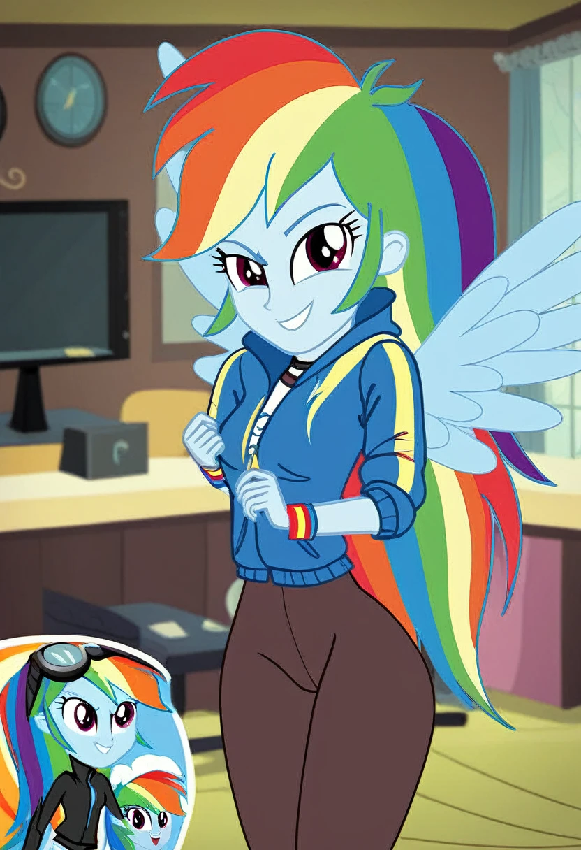 Rainbow Dash, Rainbow Dash of My Little Pony, Rainbow Dash as a girl, business suit, blazer, pencil upskirt, bare legs, high heels, office lady, posing, upskirt, vagina desnuda, tetas desnudas, tetas medianas, trasero desnudo, (solo desnuda), piernas desnudas, vagina abierta, vulva desnuda, no Bra, no panties, tetas al aire, nipples, vagina abierta, pechos perfectos, rostro hermoso, vagina expuesta, sexo inminente, piernas abiertas, explict, seductive pose, spread pussy, boobjob, ((solo desnuda)), pink nipples, 18yr old, slut, blowjob