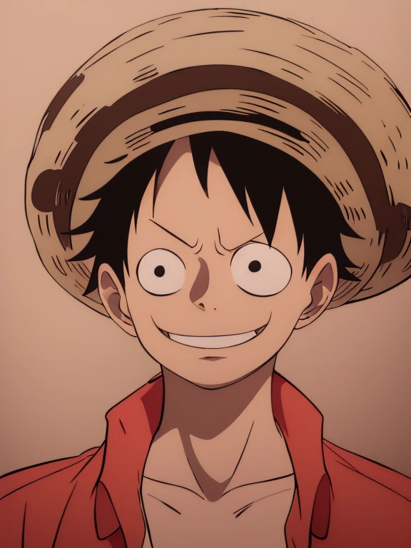 a drawing of a man in a hat and a jacket, portrait of luffy from one piece, luffy (one piece, luffy from one piece, perfect lineart, monkey d luffy, sharp lineart, luffy, monkey d. luffy, from one piece,