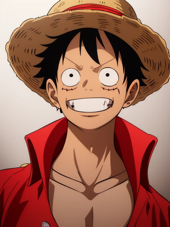 a drawing of a man in a hat and a jacket, portrait of luffy from one piece, luffy (one piece, luffy from one piece, perfect lineart, monkey d luffy, sharp lineart, luffy, monkey d. luffy, from one piece,