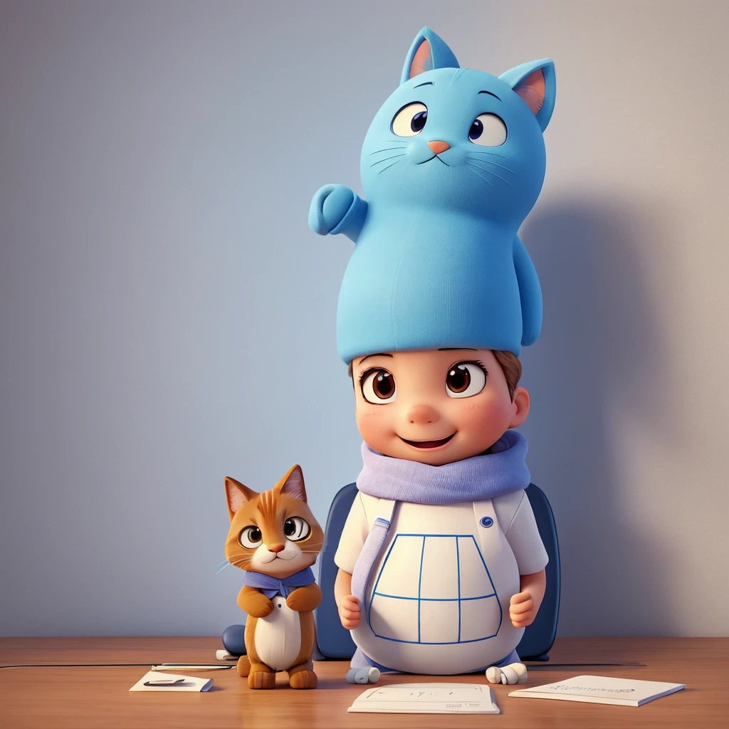 Create an artistic image of a cute, cartoonish character peeking through the lines of a piece of lined notebook paper. The character should look as if it is trapped between the lines, using its hands to push the lines apart. The background should be a simple, lined notebook page, emphasizing the contrast between the character and the paper. The character should have a friendly, curious expression, and the overall style should be whimsical and playful.