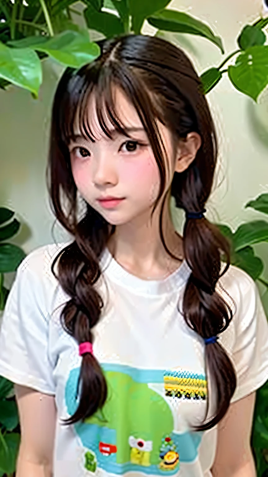8K、cute、Adult Girls、detailed、Braid your hair in an intricate way、Twin tails、Looking at the camera