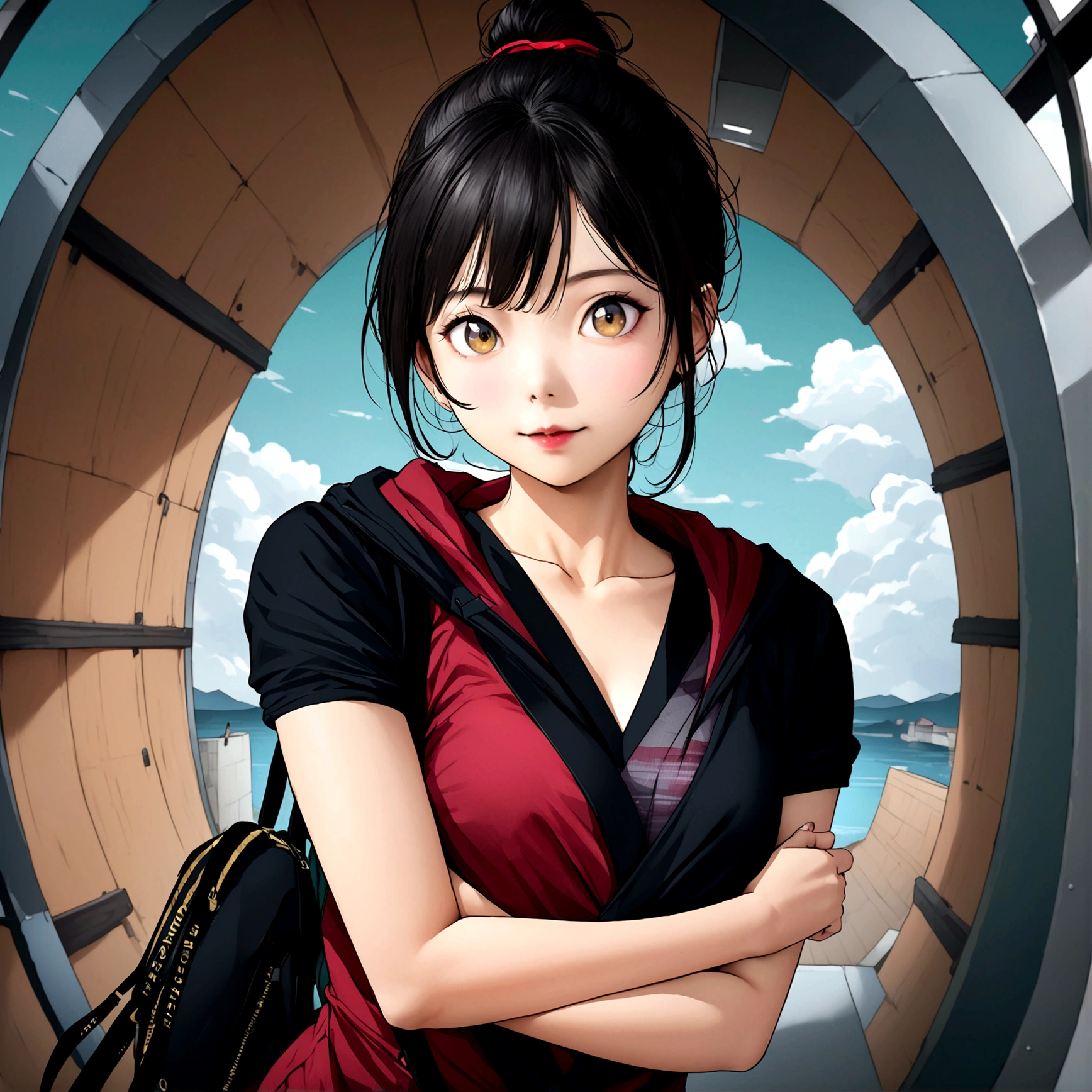 (Digital Artwork: 1.3), high quality, masterpiece, Top quality, Super Detail, illustration, [4K Digital Art]!!、 Kyoto Animation Style, A woman, clavicle Beauty, clavicle, Light, hope, Blue sky, positive, challenge, motivation, Light彩, Dynamic perspective
