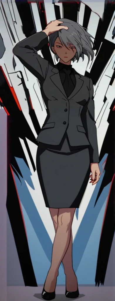 Evil business woman in a skirt suit
