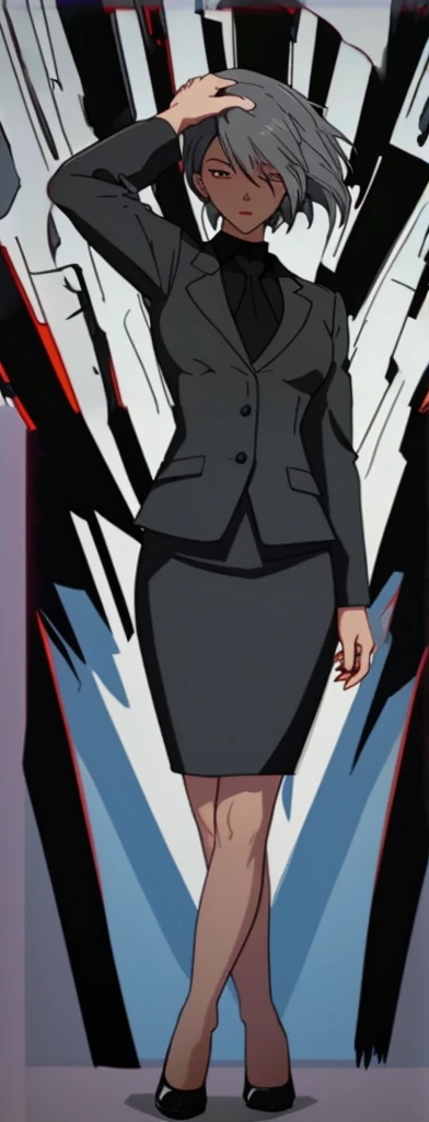Evil business woman in a skirt suit