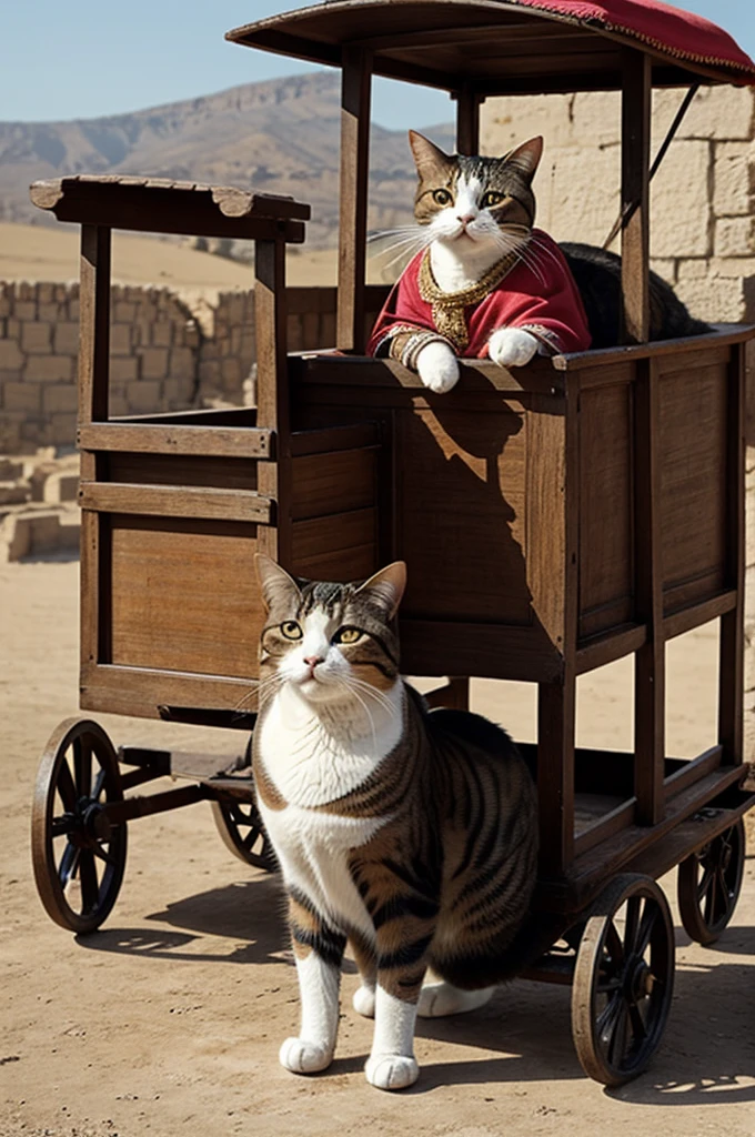 A cat in the clothes of the Crimean khans rides on a cart and sings songs 