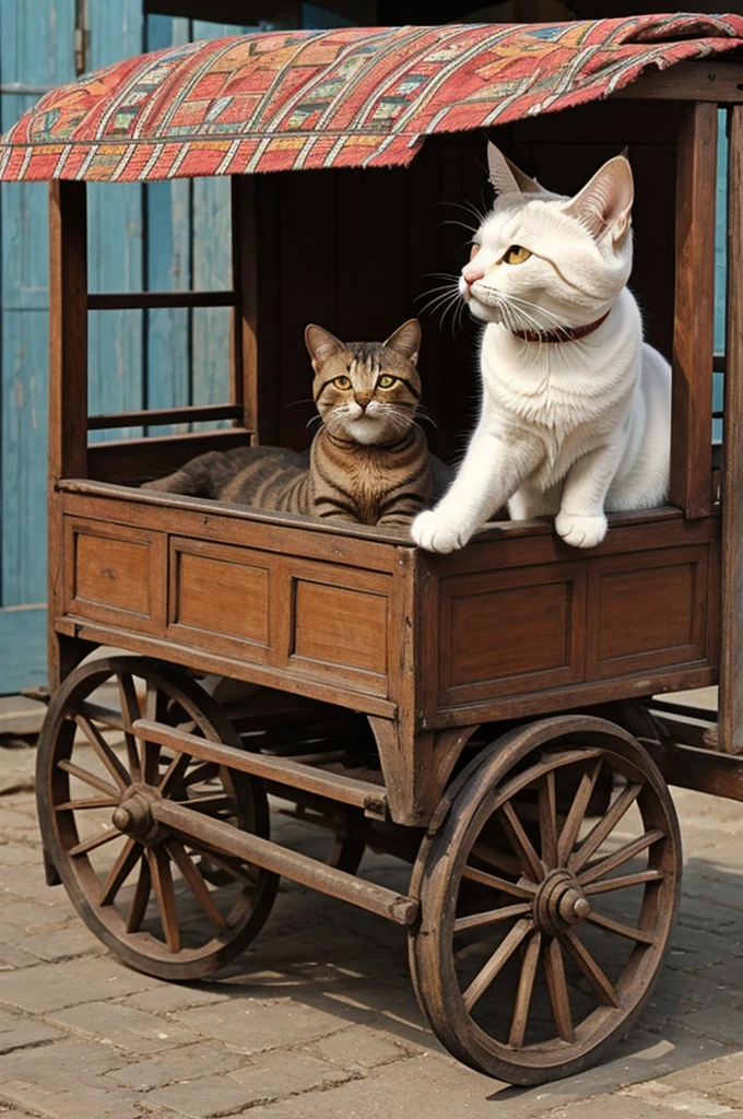 A cat in the clothes of the Crimean khans rides on a cart and sings songs 