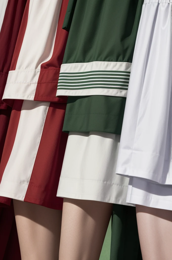 a flag with three stripes in red, White and green