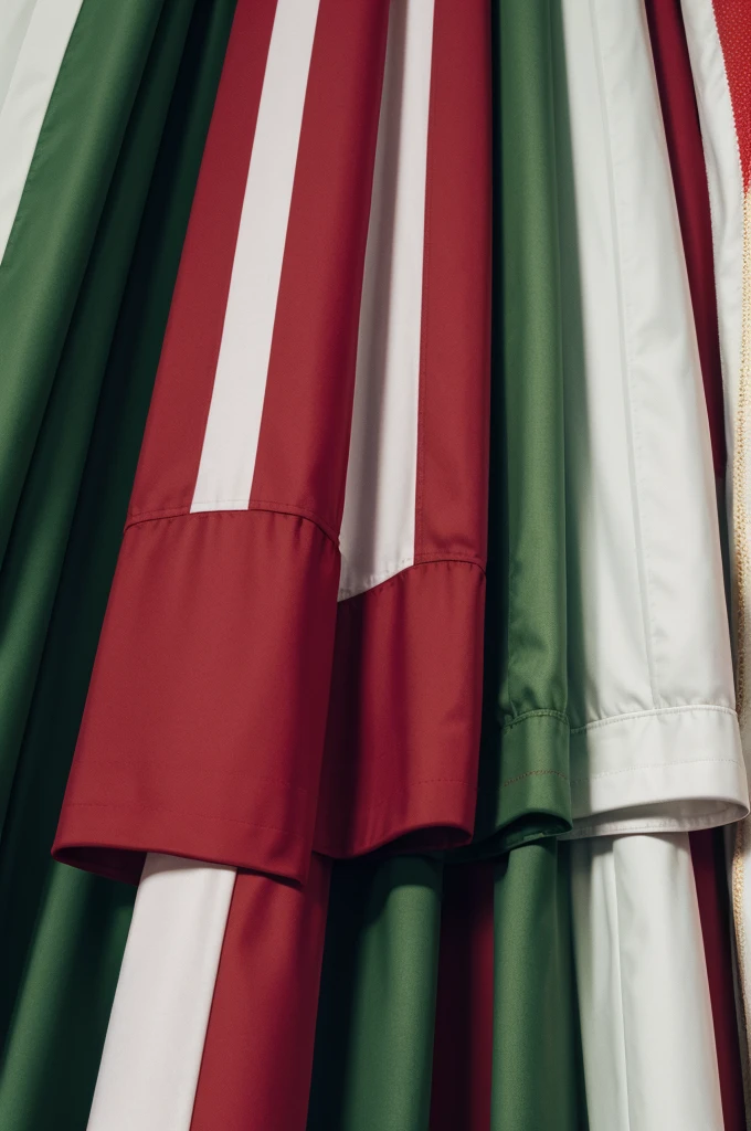 a flag with three stripes in red, White and green