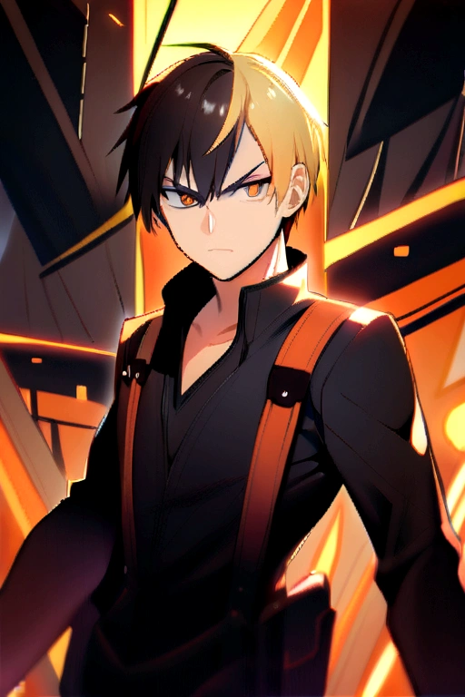 two boys, Blonde hair with black eyes other black hair with amber eyes