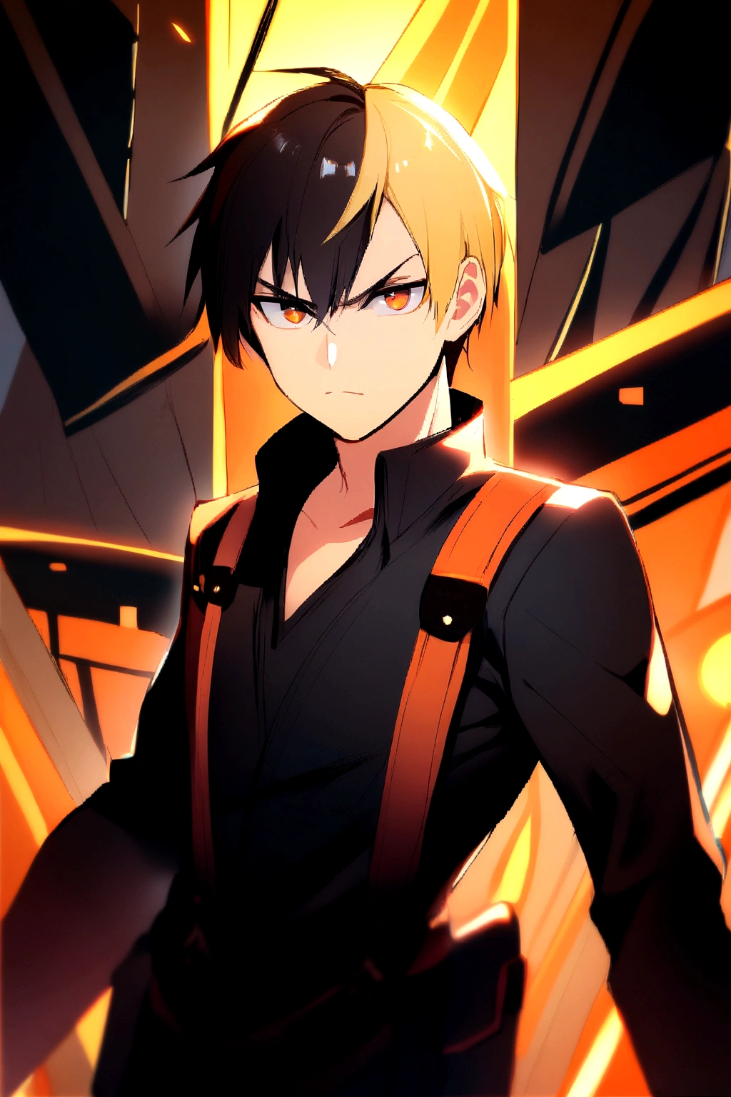 two boys, Blonde hair with black eyes other black hair with amber eyes