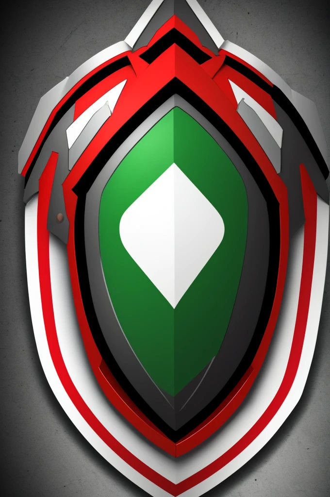 shield with red colors, White and green