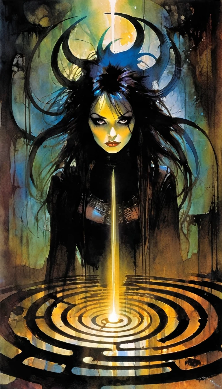 dark labyrinth, inspired by Bill Sienkiewicz
