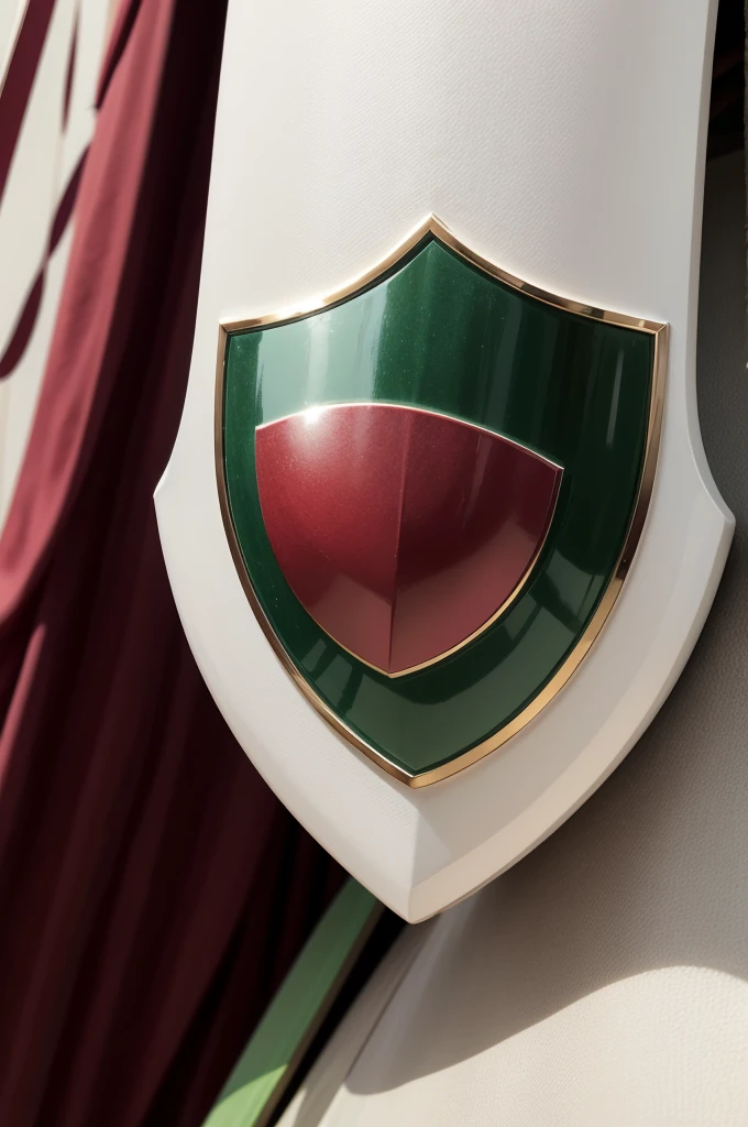 shield in wine colors, White and green