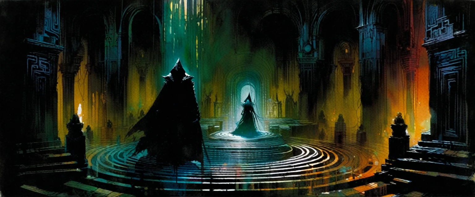dark labyrinth, inspired by Bill Sienkiewicz
