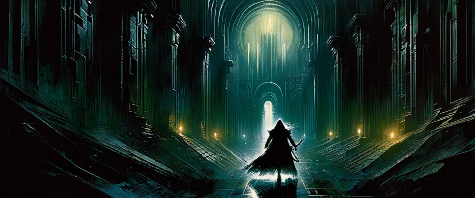 dark labyrinth, inspired by Bill Sienkiewicz