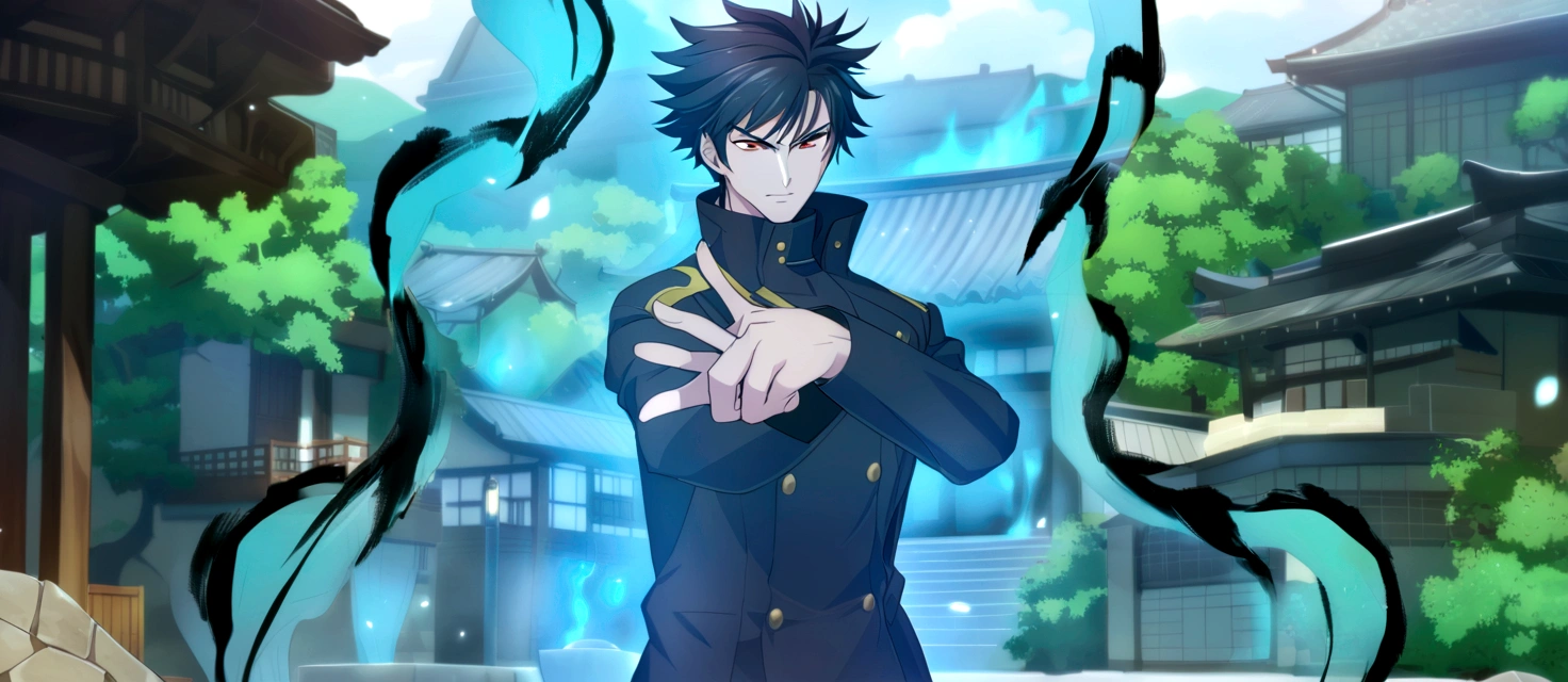 anime character with black hair and black pants standing in front of a building, otaku gangasta, inspired by Okumura Masanobu, okata kazuto, hijikata toushirou of gintama, with index finger, inspired by Munakata Shikō, trigger anime artstyle, handsome anime pose, hijikata toushirou
