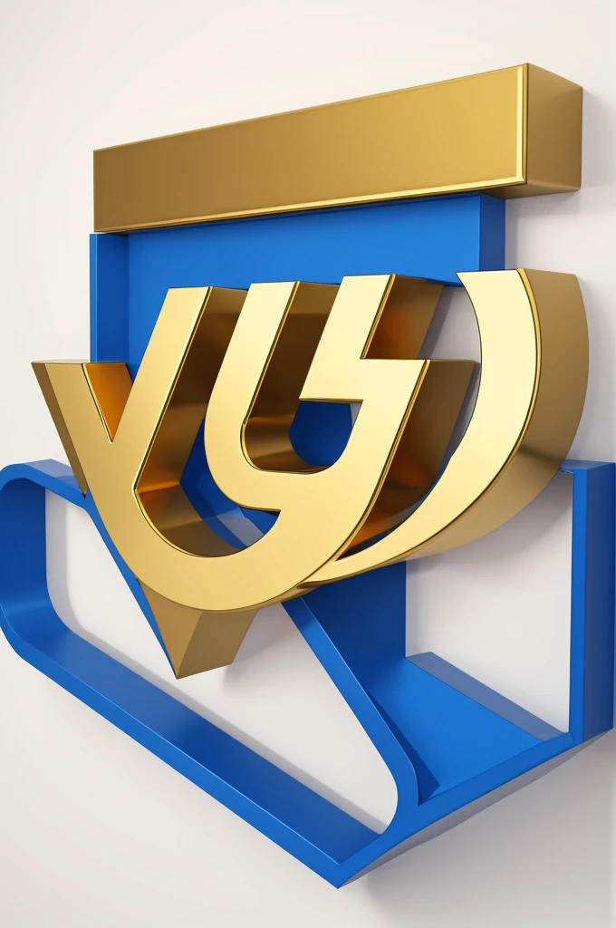 Design a logo on a white background in three dimensions with blue letters and gold edges with a microphone frame with the following message in the center: Moses Mejia OFFICIAL