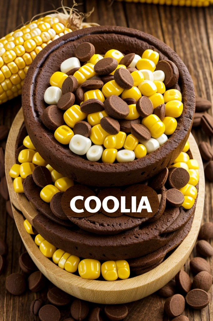 Round logo with corn and cocoa design