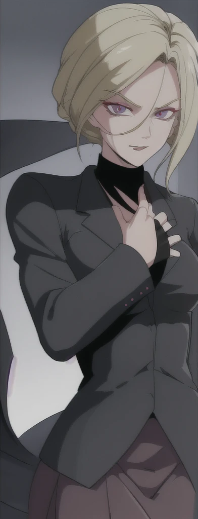 Evil business woman in a skirt suit