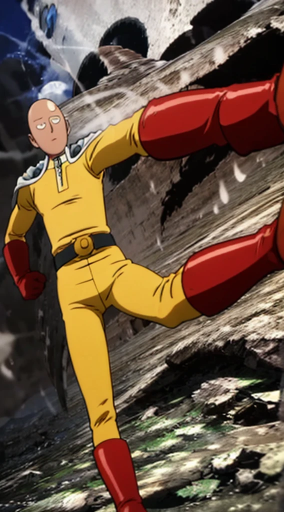 Saitama from the One Punch Man anime with an exaggeratedly large butt 