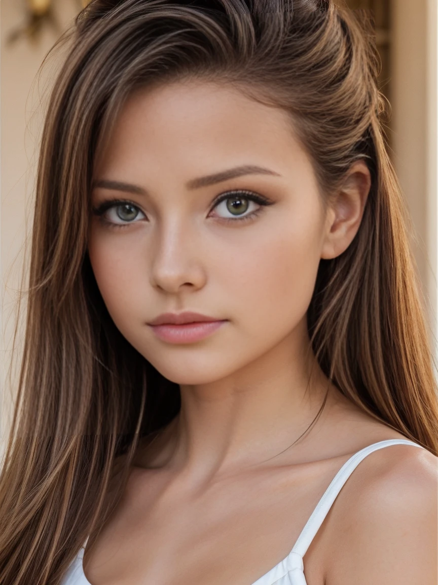 jeune fille, jolie, oeil marron