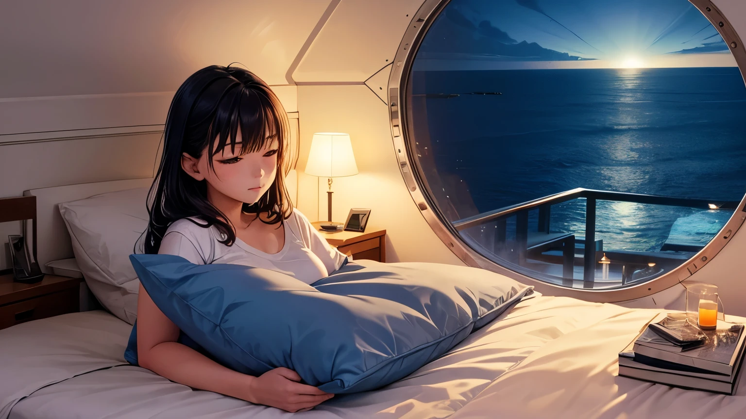 Inside the round capsule in the sea is a bed with neon lights. The bed is wrapped in comfortable pillows and soft blankets, providing a good night's sleep. Beautiful views of the sea are projected inside the capsule, and you can hear the calming sounds of the waves. This bed is perfect for people who want to relax and rest