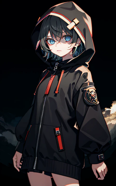 1girl in、 darkness、Dark、Wearing a hood、The collapse of the world