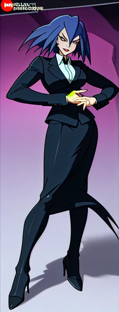 Evil business woman in a skirt suit full body