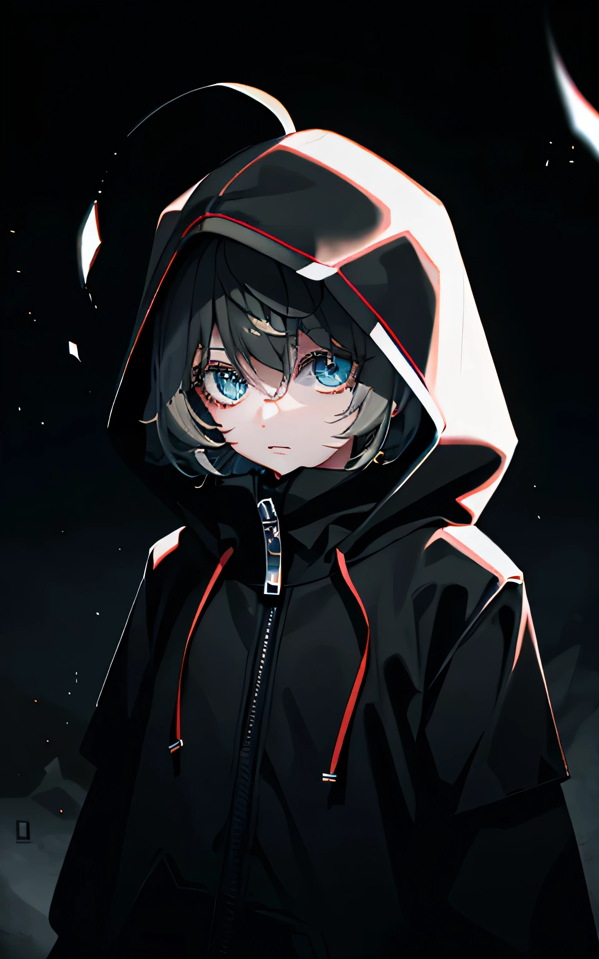 1girl in、 darkness、Dark、Wearing a hood、The collapse of the world