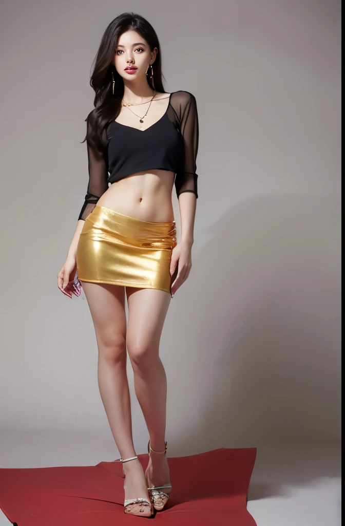 (masterpiece:1.3), (8 thousand, realistic, RAW photos, best quality: 1.4), (1 woman),(sheer silk blouse), (short skirt), (양쪽 다리에 realistic 팬티 스타킹), (Wearing high heels on both feet), (full body shot), (standing), (Beautiful makeover), (very beautiful body) , (Realistic and very beautiful face), (long eyelashes), (double eyelid), (Realistic, delicate and very beautiful eyes), (big bust) , (Strong body through exercise), (beautiful abs), (Beautiful heaps), (tall), (such a beautiful body), (black hair. parted, long hair:1.3), (아름다운 parted스타일), (realistic and beautiful skin), (absurd), (attractive), (ultra high resolution), (extremely realistic), (very detailed), (golden ratio), (Two long, realistic and beautiful legs), (realistic 팔), (necklace), (earring),(beautiful nails manicure), (So beautiful and sexy), (perfect secretary look)