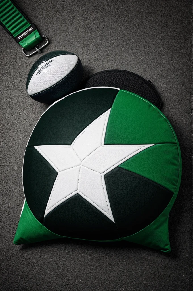 Star football shield green black and white