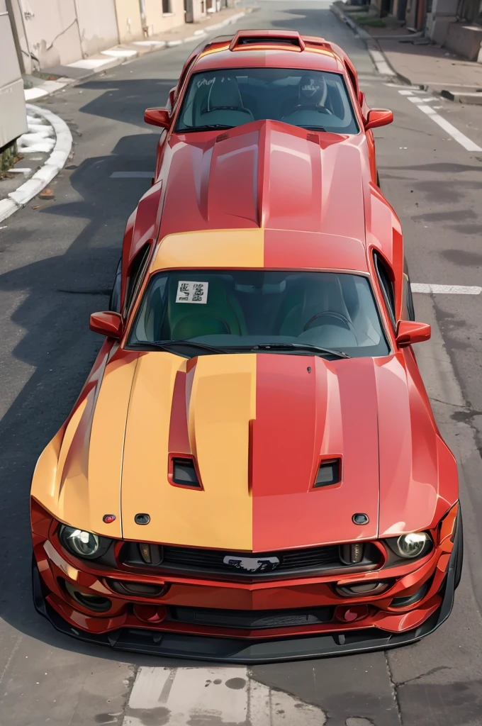 mustang shelb gt 500, realisitic, detalhista, in wine colors, White and green