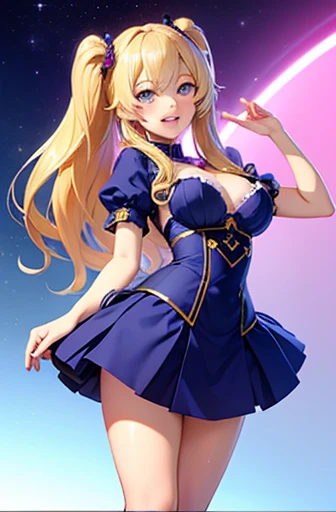 ((Highest quality)), ((masterpiece)), (detailed), One girl, sexy,Twin tails、Shiny skin、 very cute and beautiful face、Very beautiful shiny skin、とてもbeautifullyて可愛いsexyな淡いブルーの目、beautifully、Very long、Shiny, silky blonde hair、15歳のとてもbeautifullyてかわいい女の子、beautifullyてかわいい明るい外観、Transparent double eyelids、Full Body Shot,Curved waist,Beautiful Hands,Beautiful legs,Supple body line,Beautiful teeth alignment,Very beautiful teeth,Thin lips,ruddy skin,Embarrassed expression,blush,