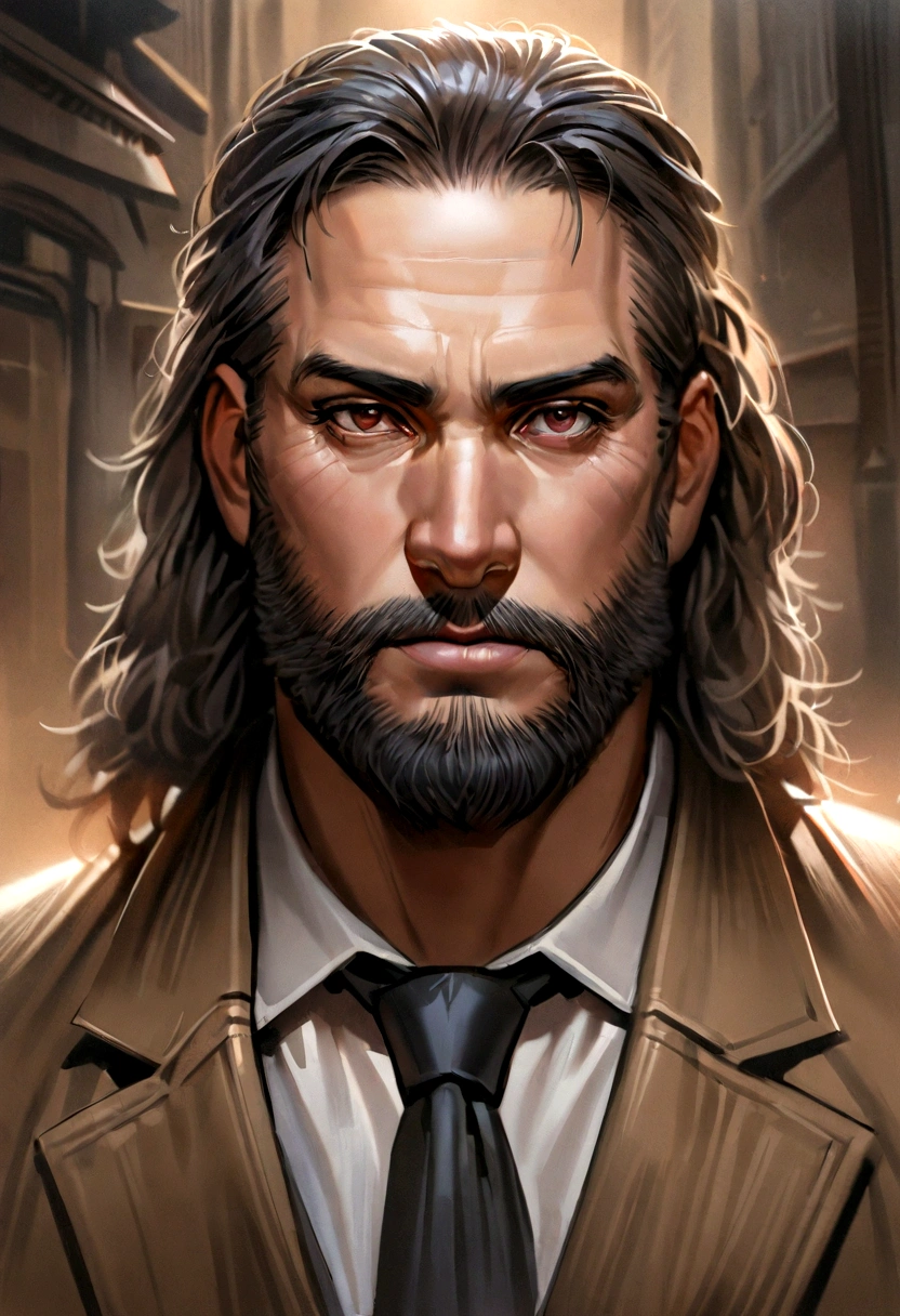 Realistic portraits of movie stars in bland environments. mascle, shorth hair, unshaven beard, intelligent Ceará.