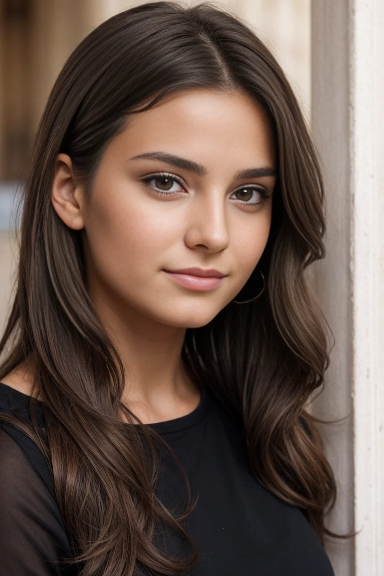 jeune fille brune, au yeux marrons,